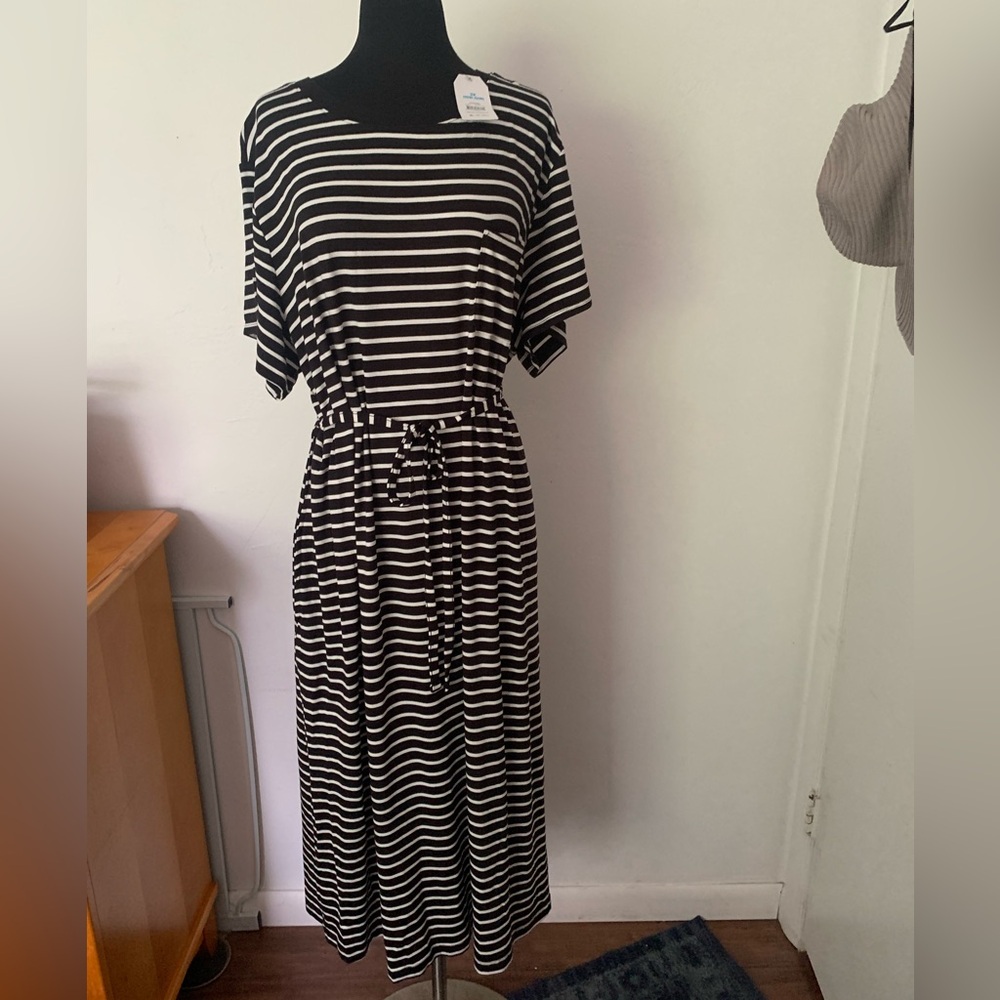 NWT  Time and Tru Women's Plus Belted Dress with Short Sleeves, Size 2X